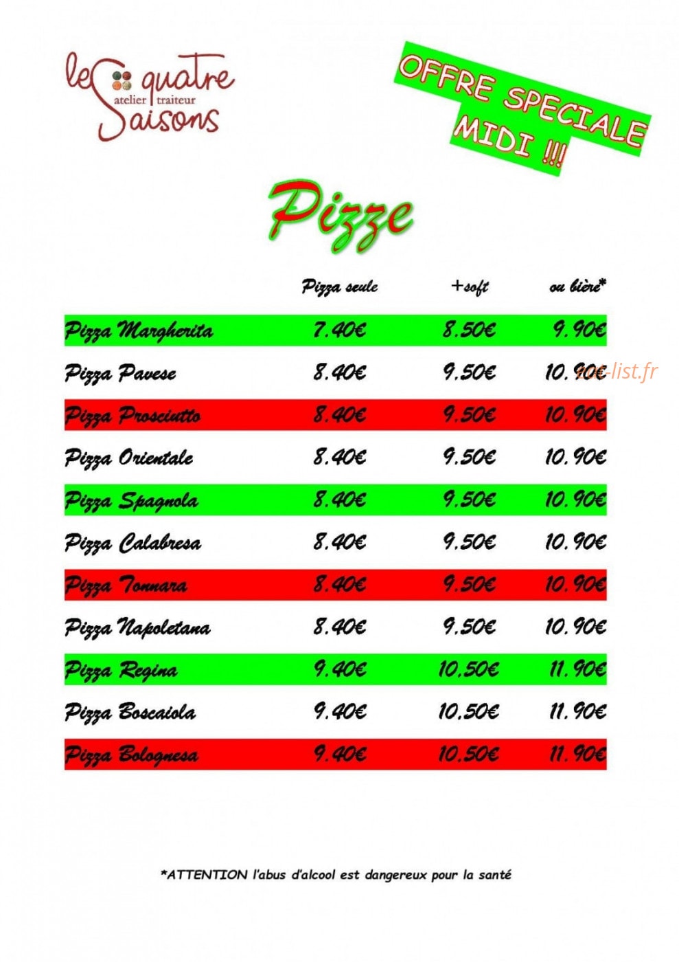 Aux 4 Saisons — carte page 1