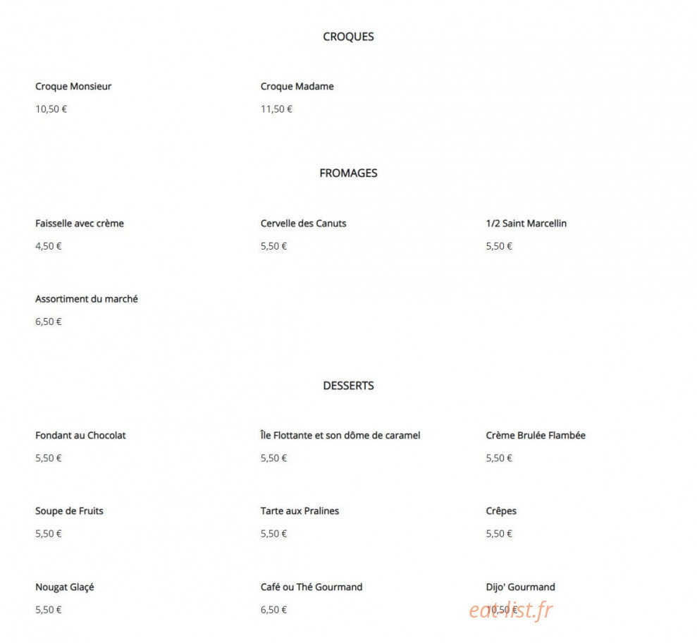Carte et menu de Brasserie Val de Saône à Neuville sur Saone — Les croques, fromages, ...