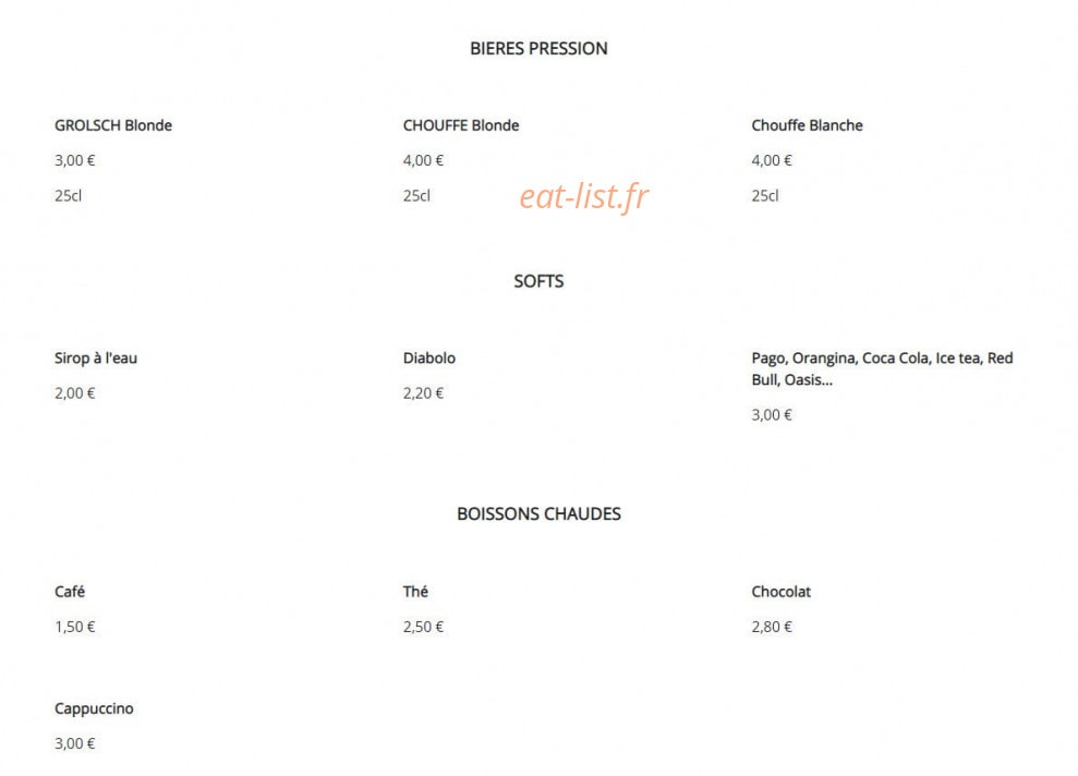 Carte et menu de Brasserie Val de Saône à Neuville sur Saone — Les bières pressions, softs, ...