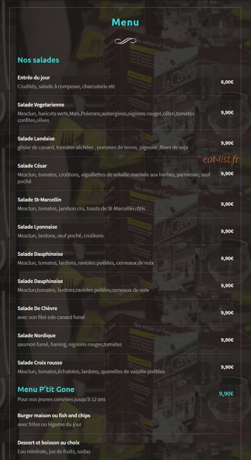 Le Caveau — carte page 1