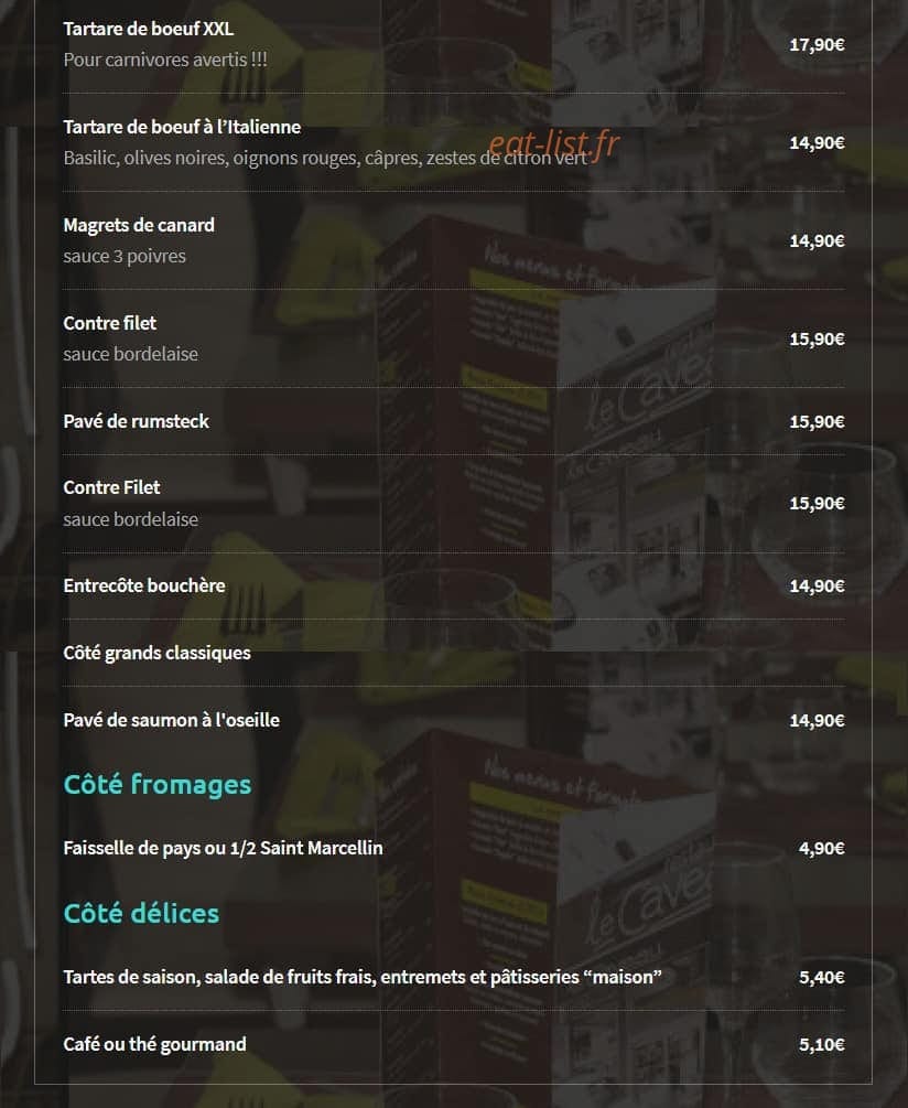 Le Caveau — carte page 4