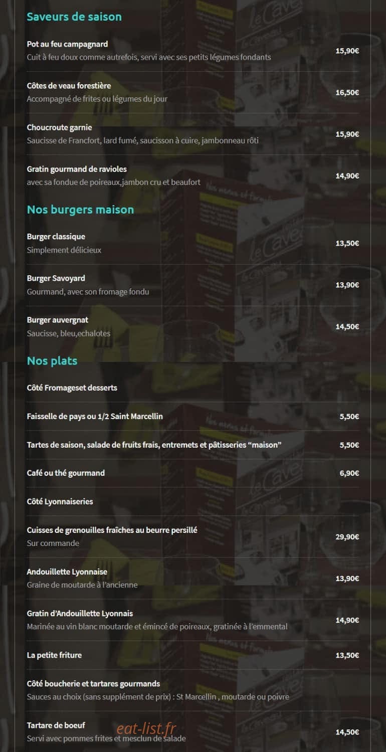 Le Caveau — carte page 3