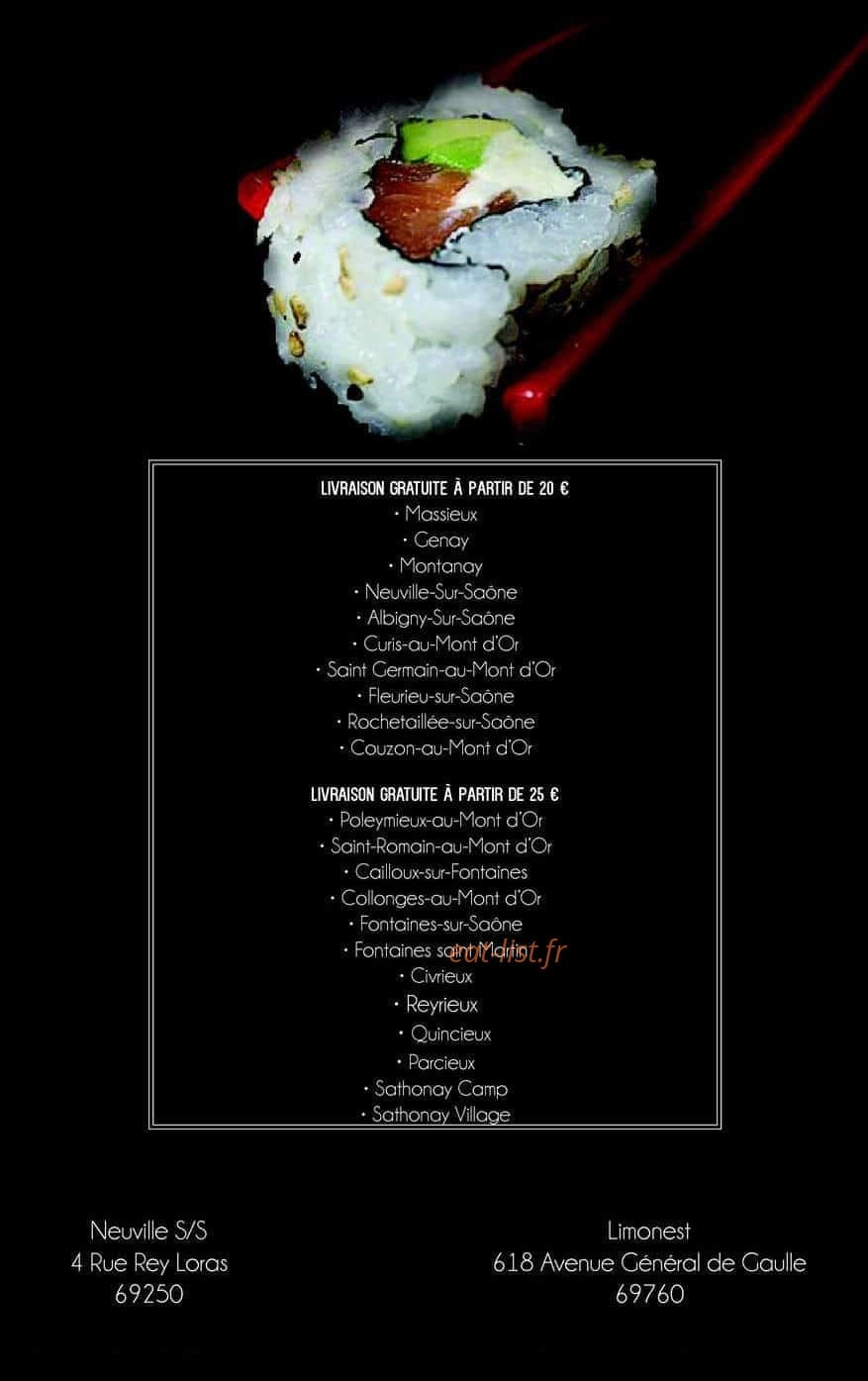 Carte et menu de Sushi K à Neuville sur Saone — les informations