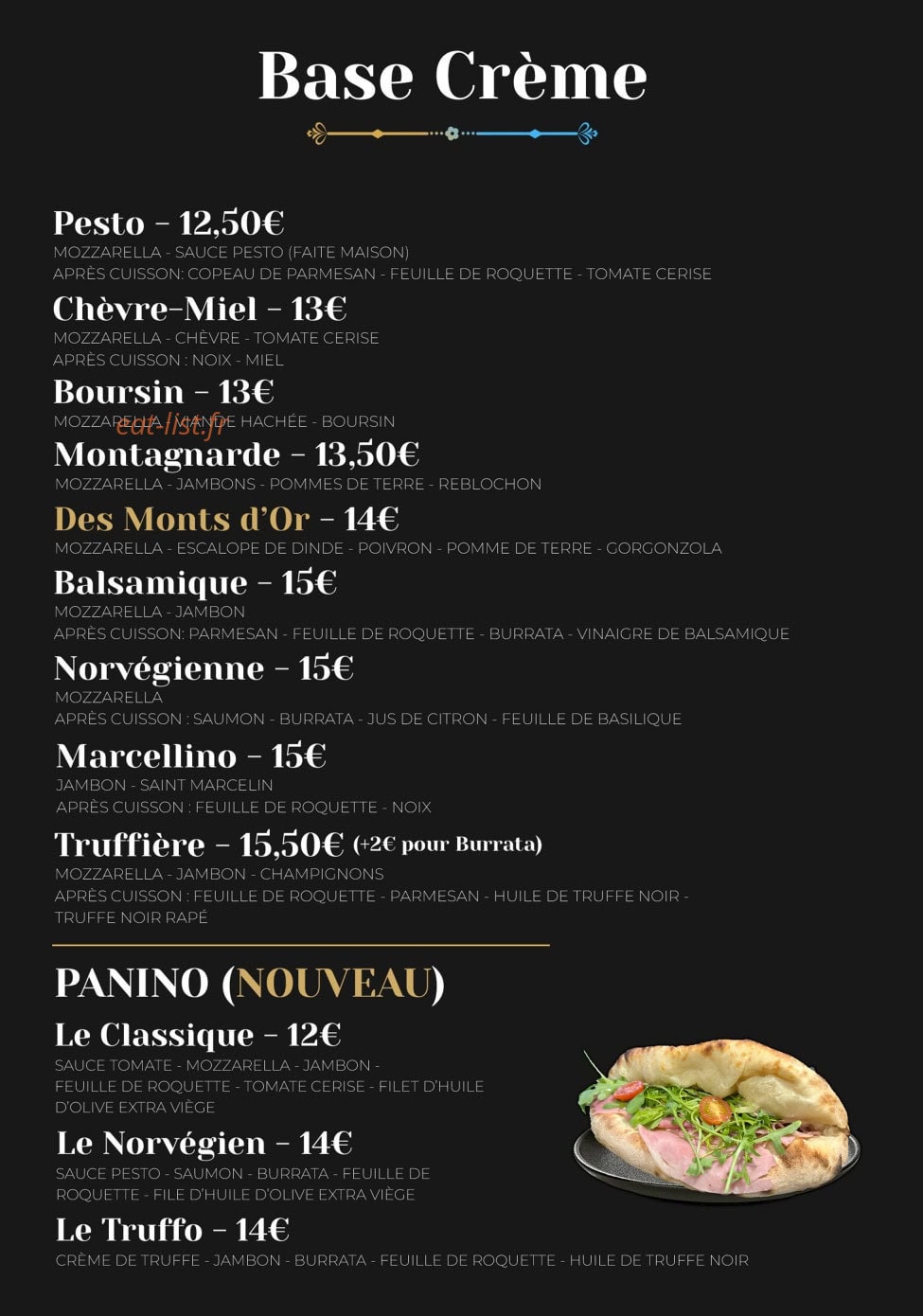 Pizzeria des monts d'or — carte page 2