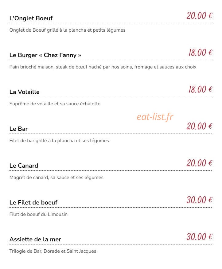 Chez Fanny — carte page 8