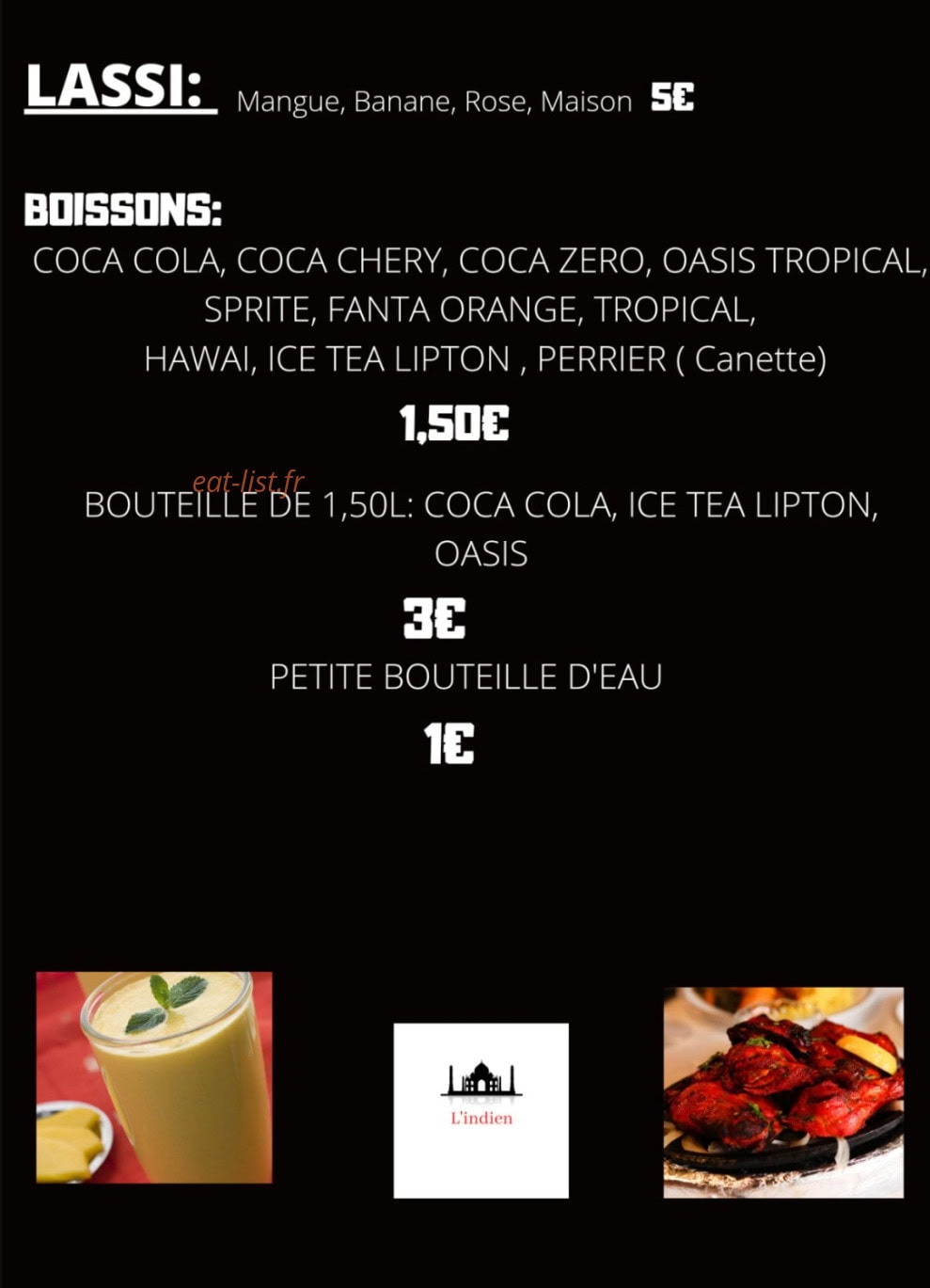 Restaurant L'indien — carte page 3