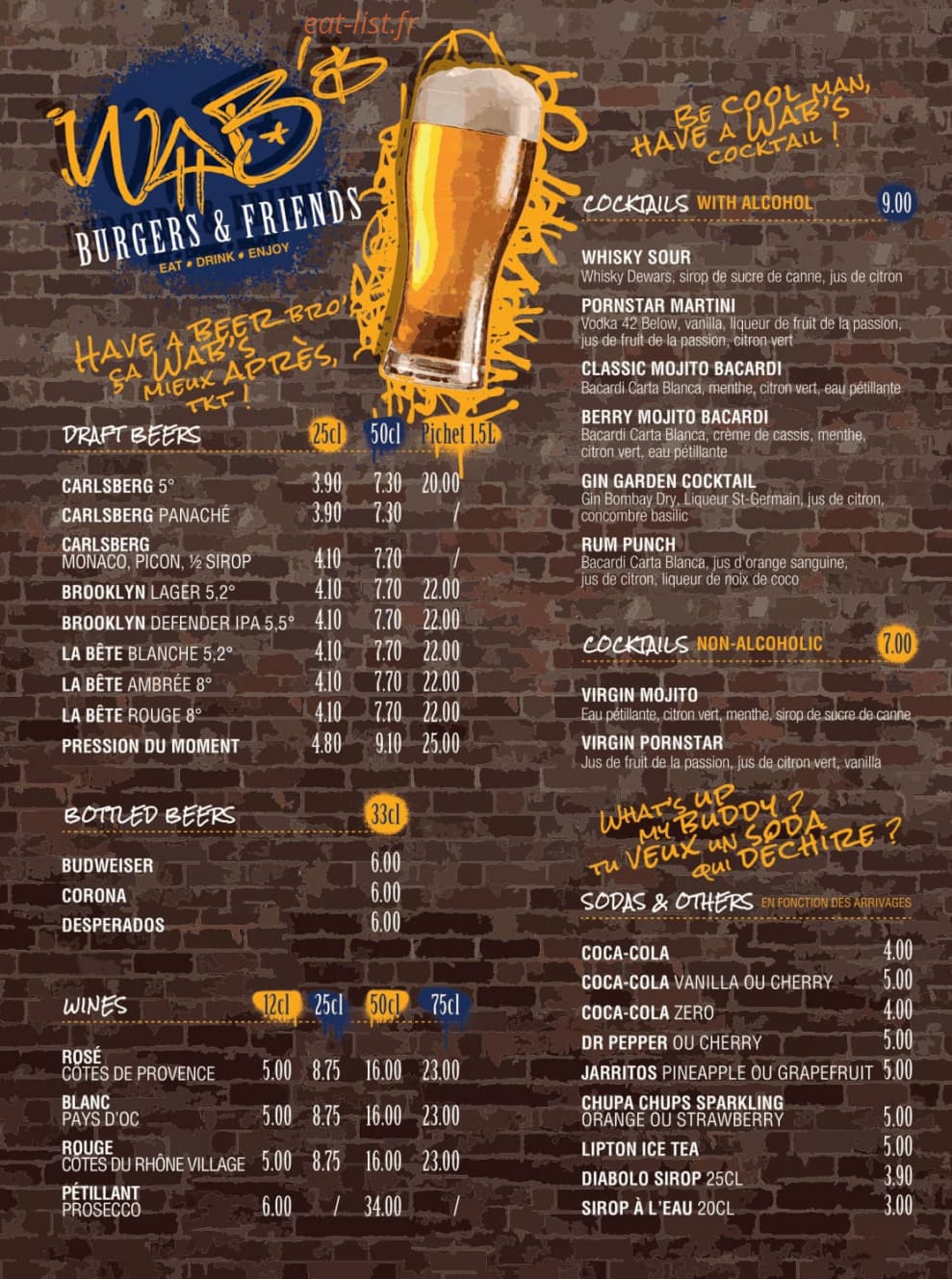 Wab's Burgers — carte page 3
