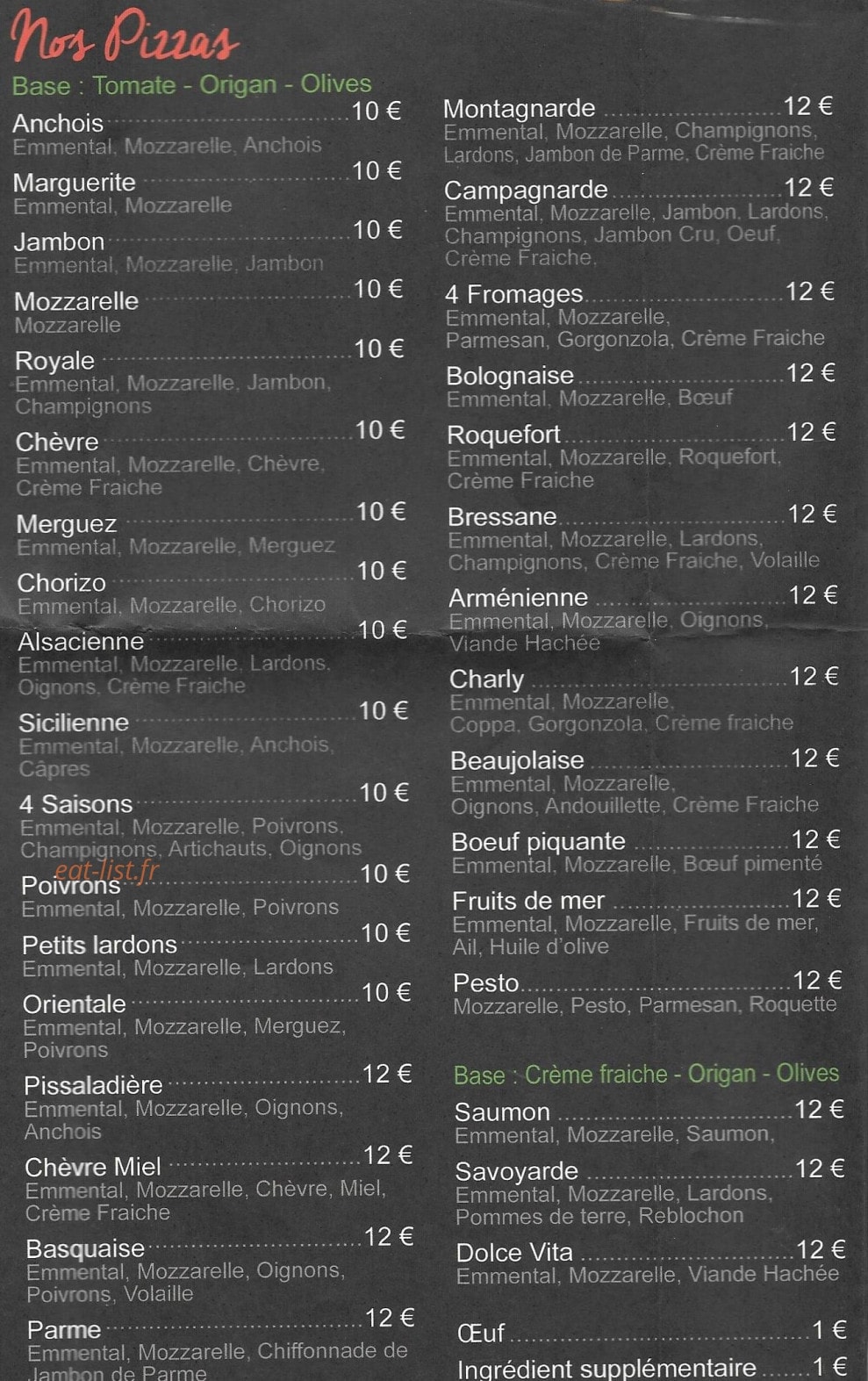 Chez Charly — carte page 1