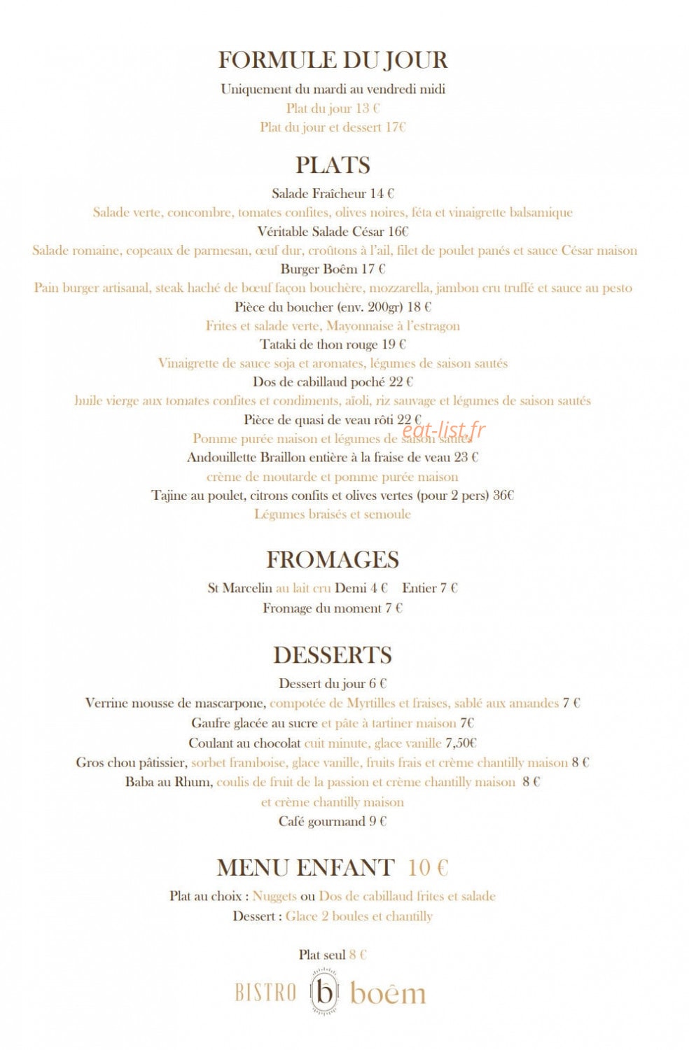 Bistro boêm — carte page 2