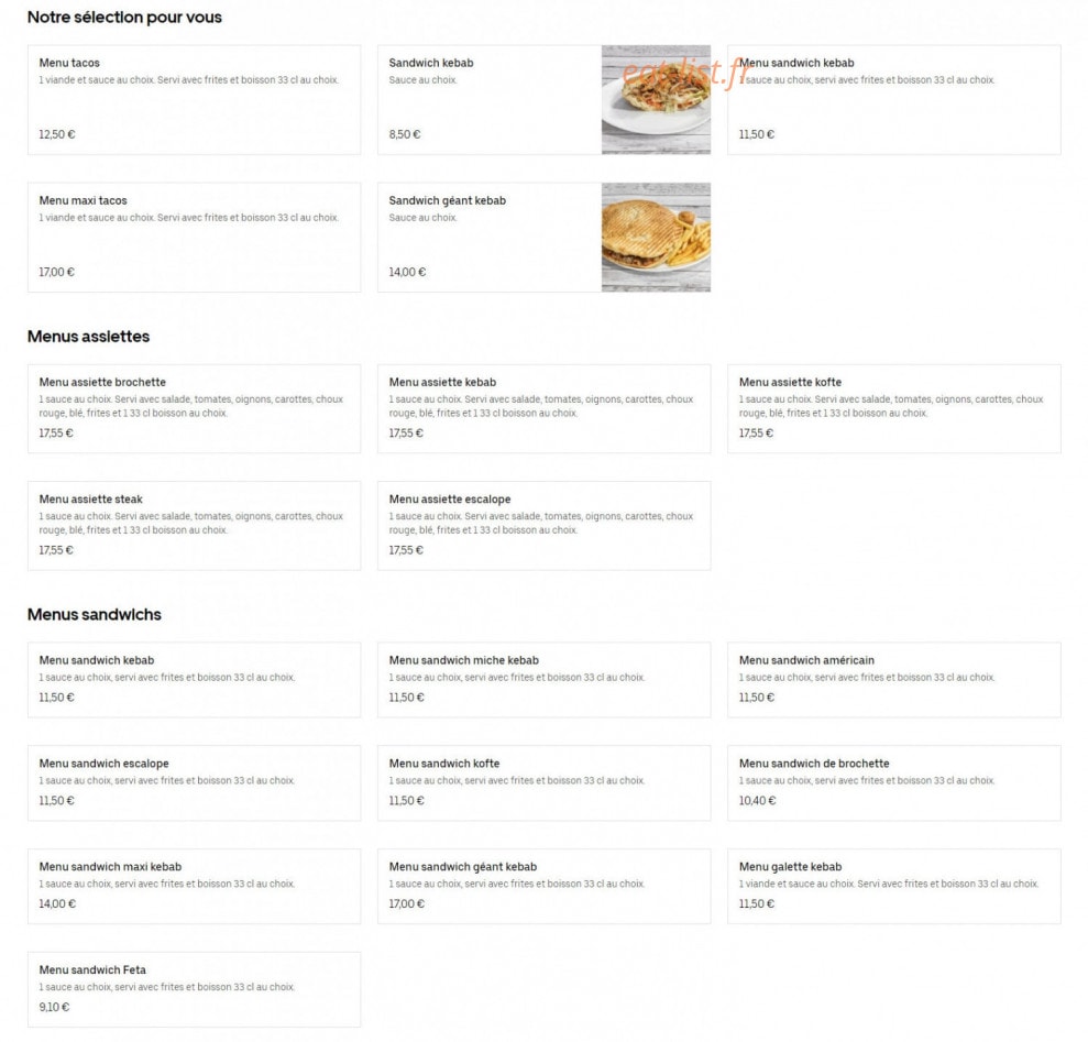 Craponne kebab — carte page 1