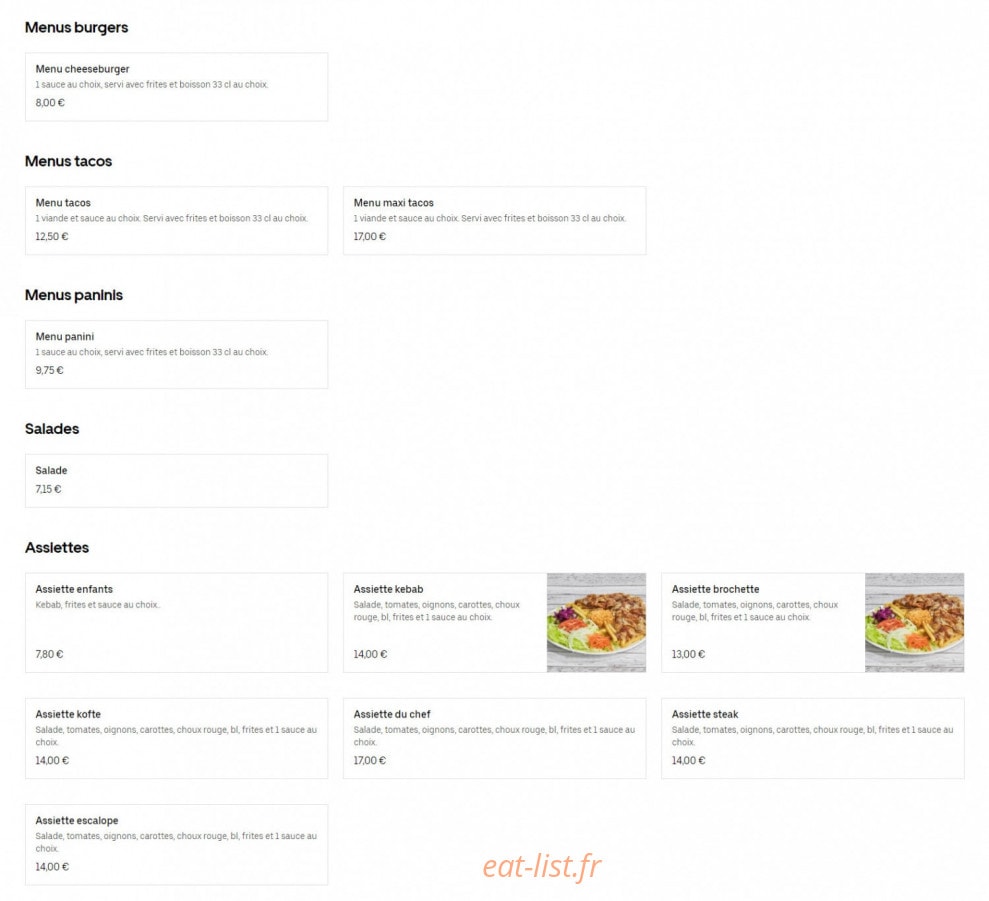 Craponne kebab — carte page 2