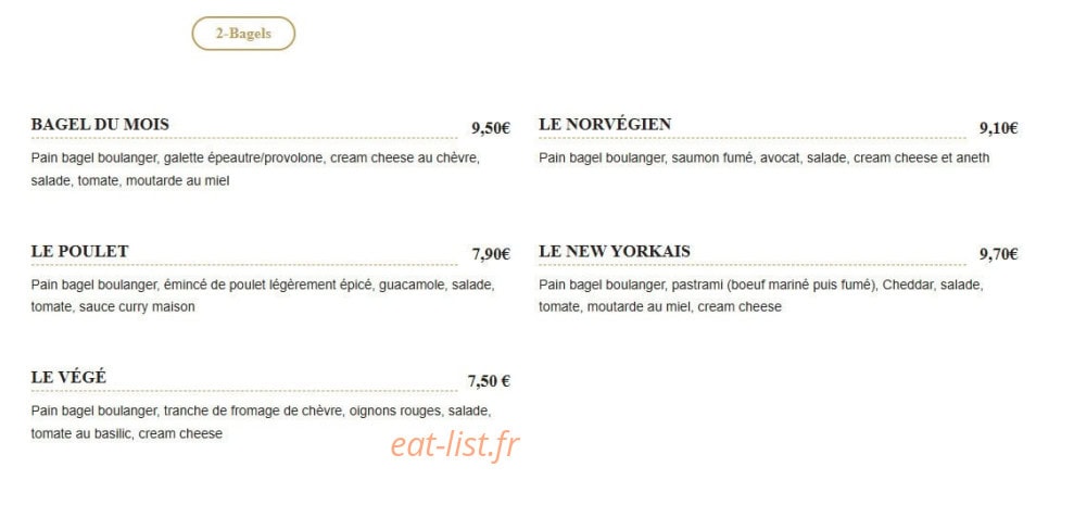 L'Atelier Burger & bagel — carte page 2