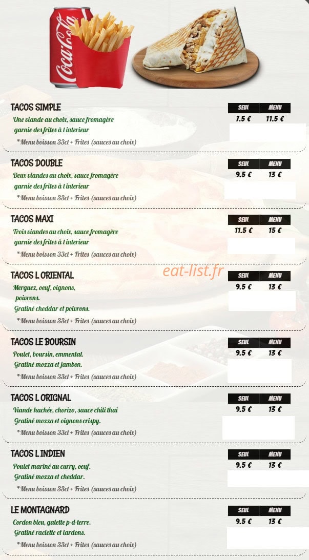 Original street food — carte page 4