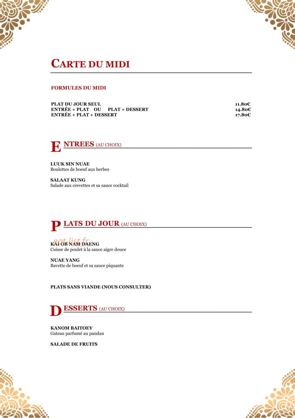 Siam Garden — carte page 2