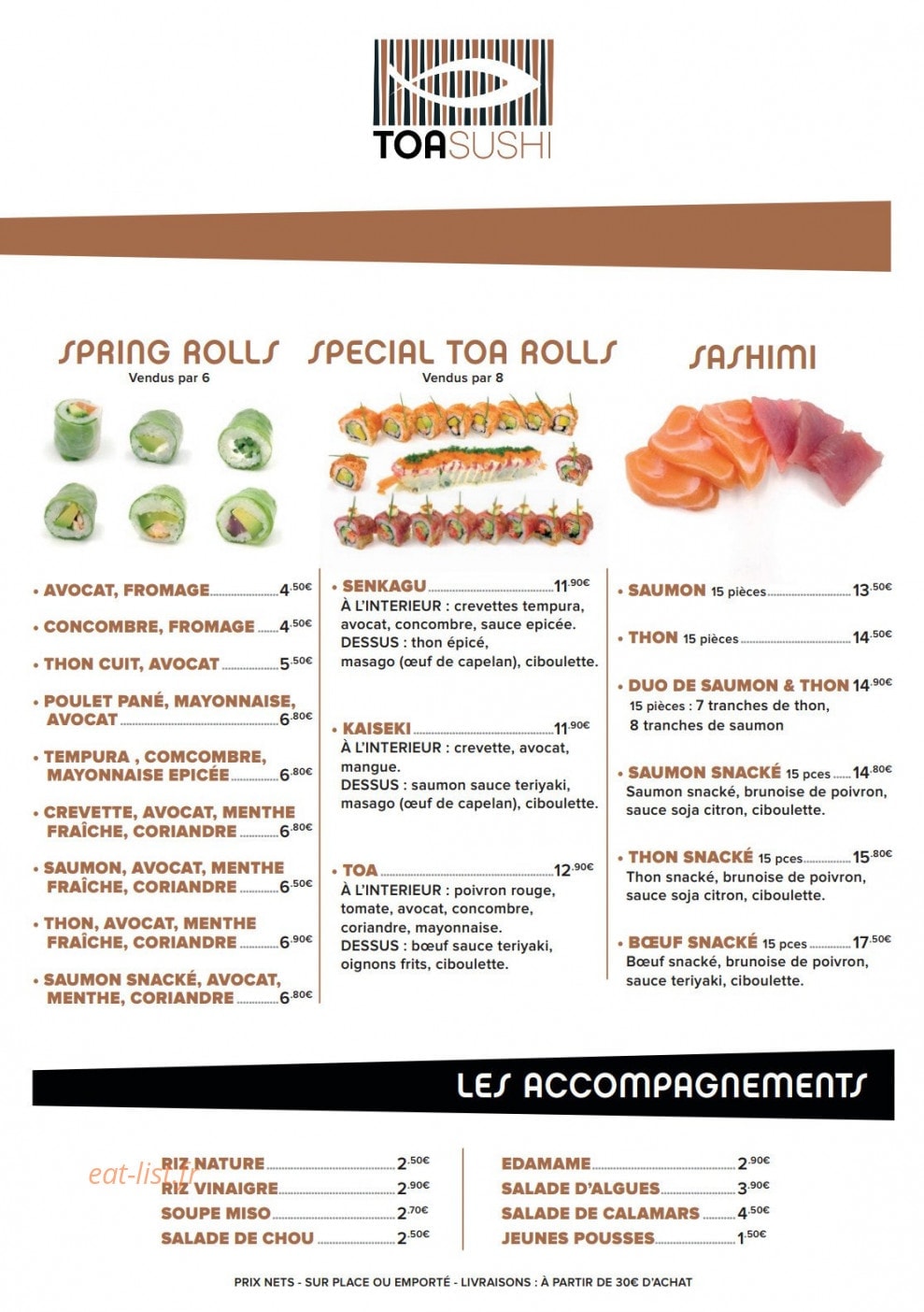 Toa sushi — carte page 4