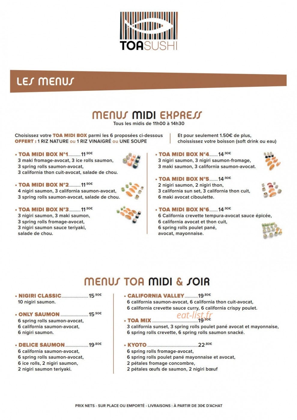 Toa sushi — carte page 2