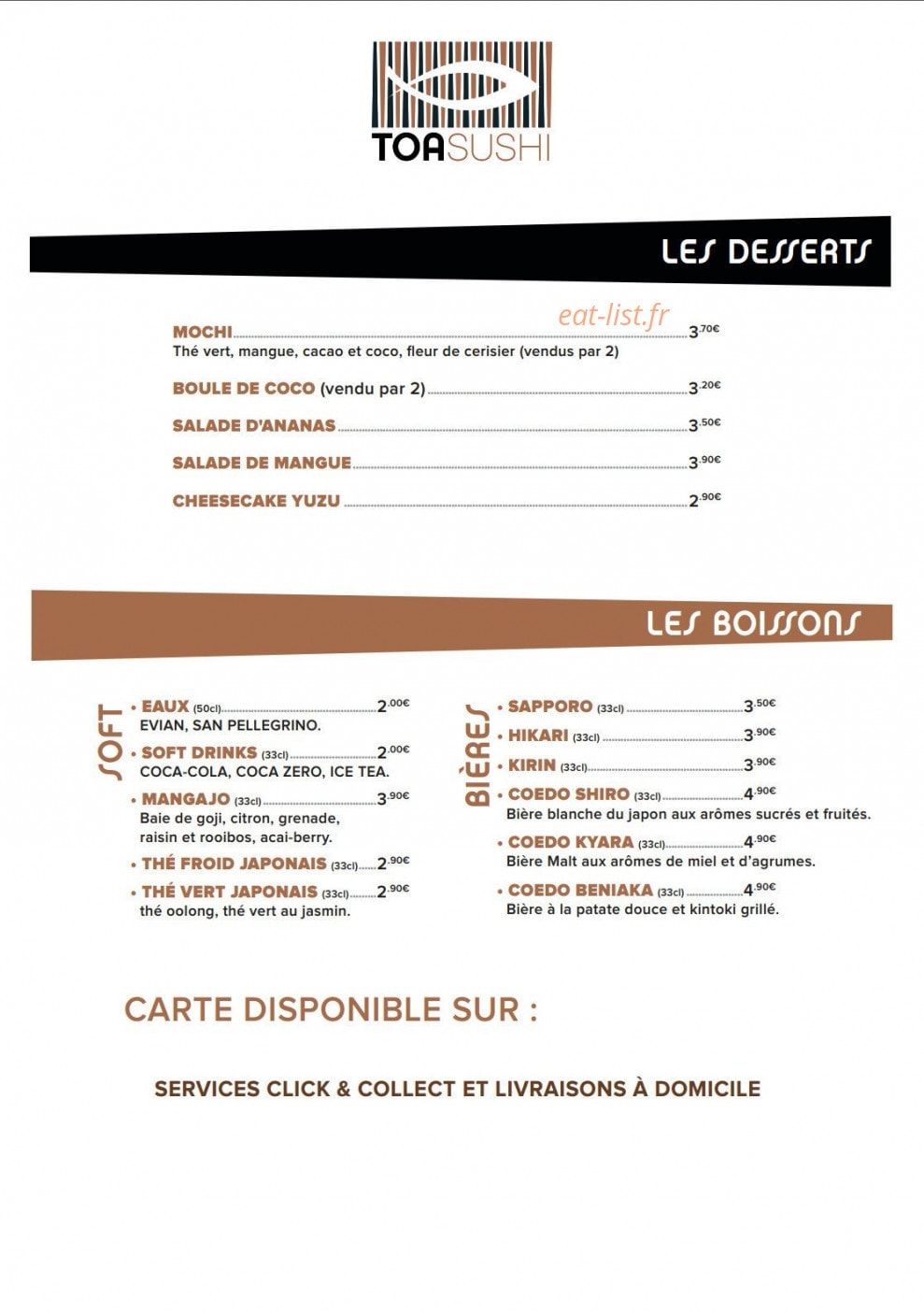 Toa sushi — carte page 6