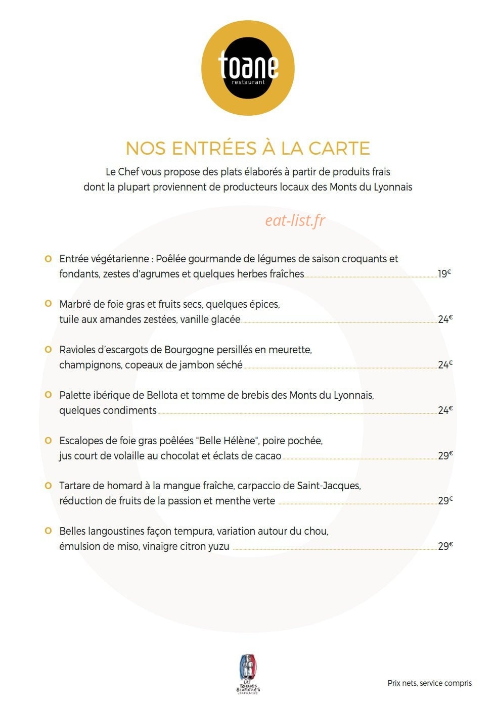 Toane Restaurant — carte page 10