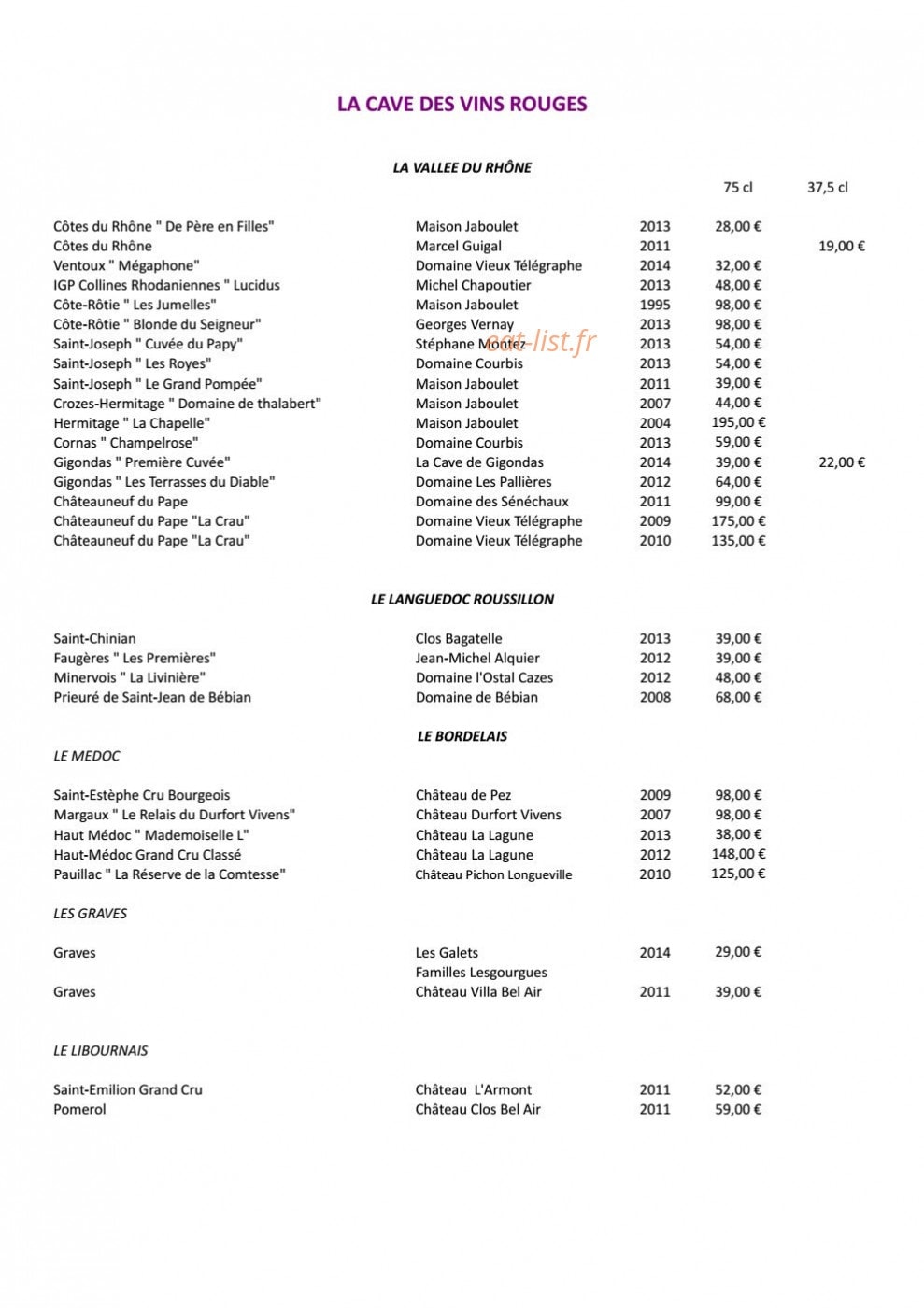 Toane Restaurant — carte page 28