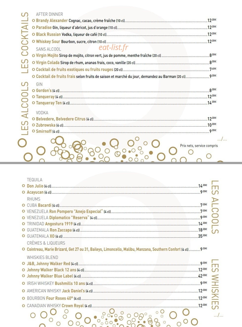 Toane Restaurant — carte page 20