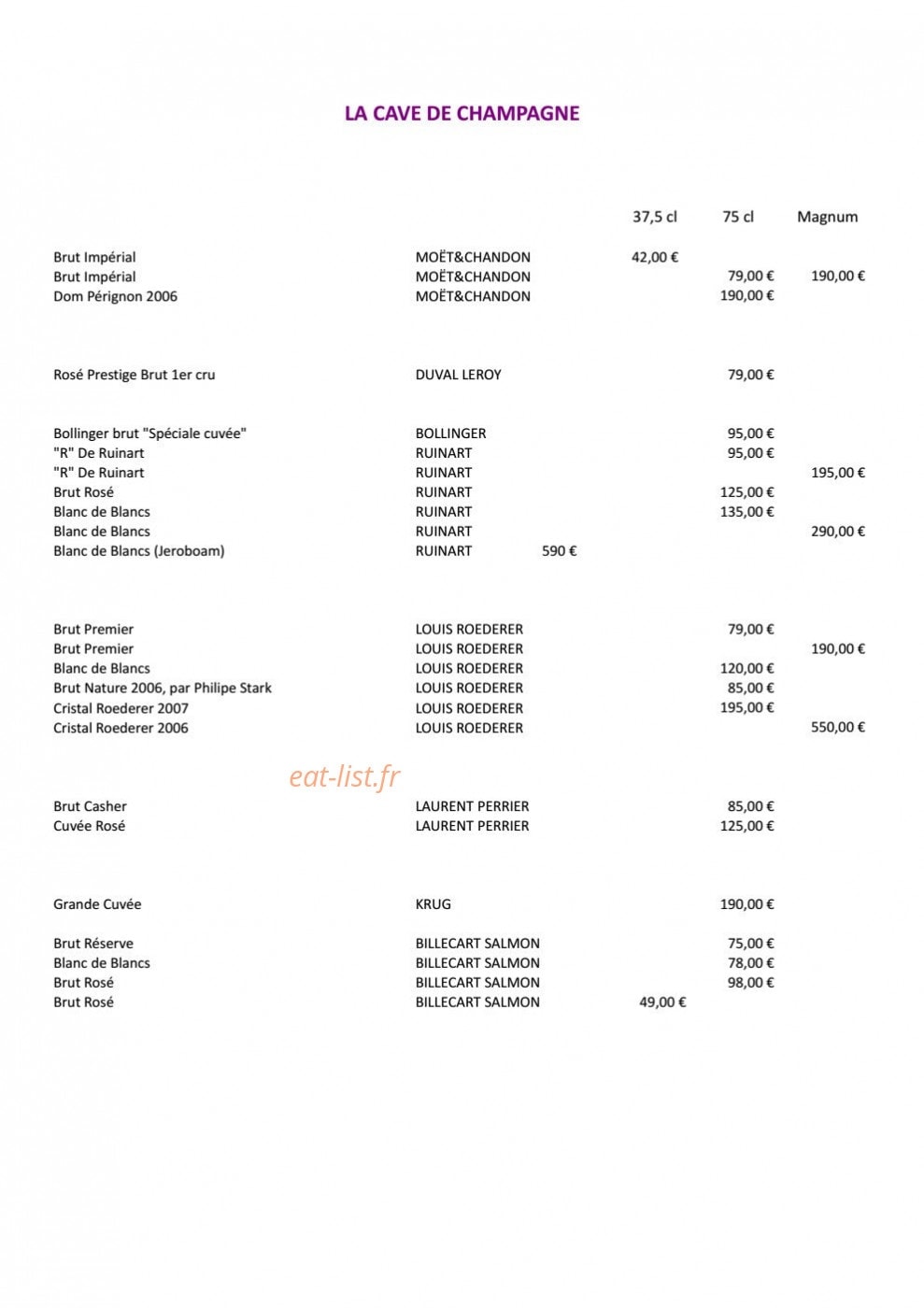 Toane Restaurant — carte page 23