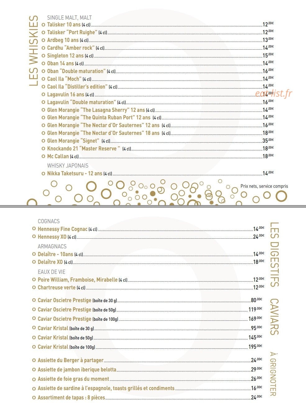 Toane Restaurant — carte page 21