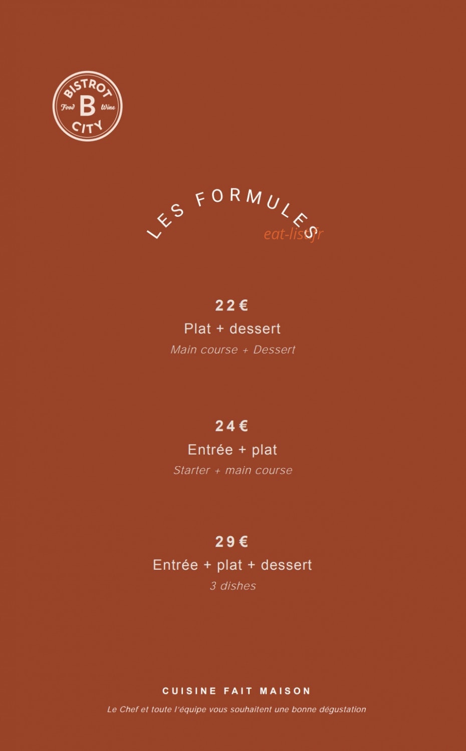 Bistrot City — carte page 4
