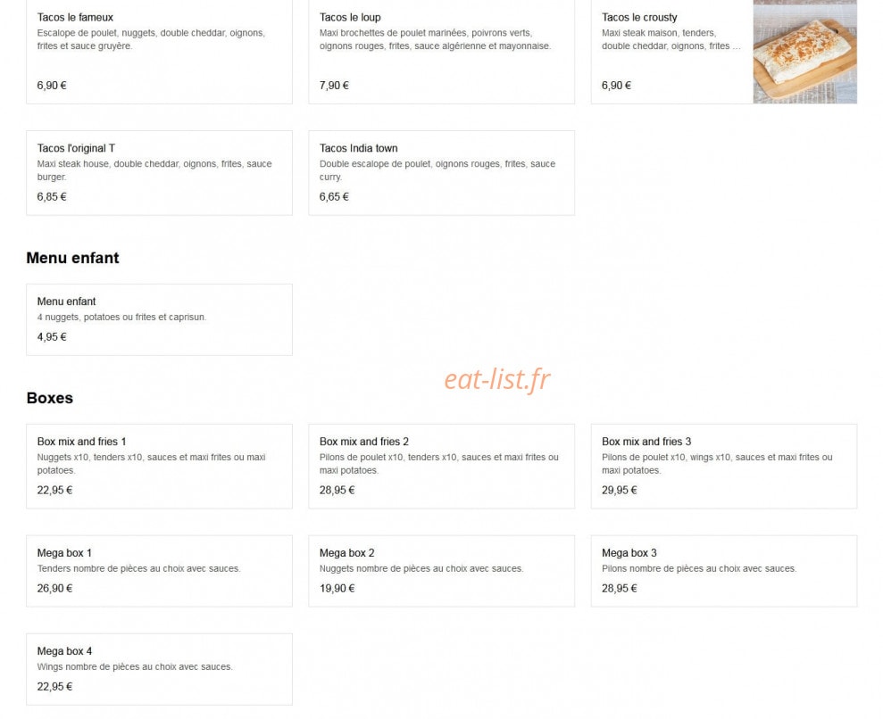 in food — carte page 1