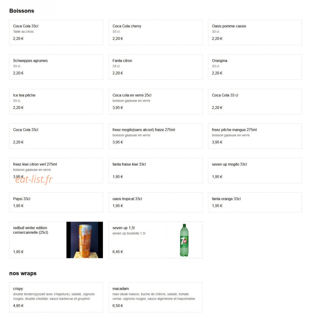 in food — carte page 4