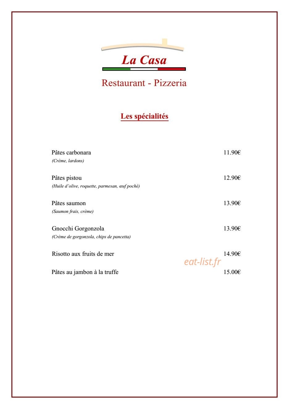 La Casa — carte page 4