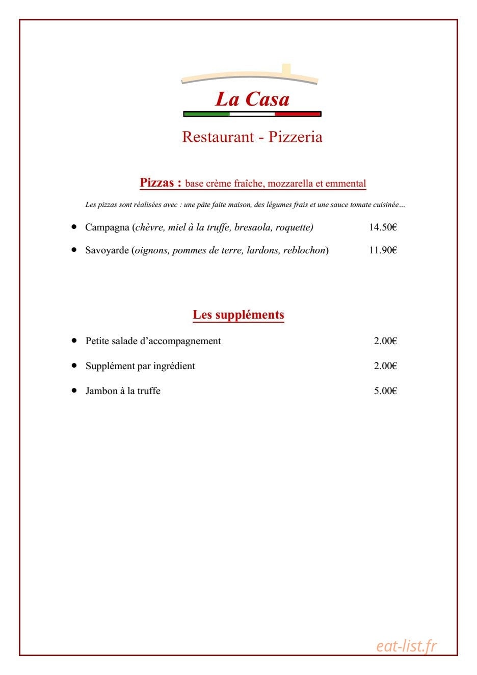 La Casa — carte page 6