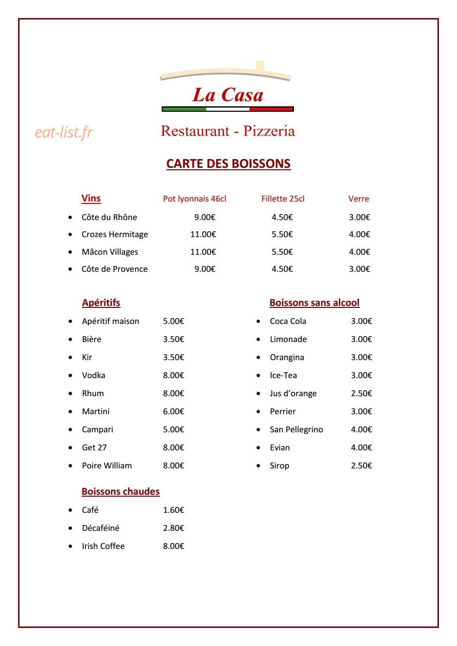 La Casa — carte page 10