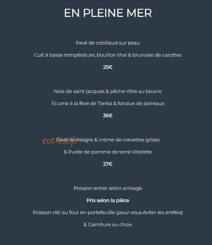 Carte et menu de Le boissonnier à Caluire et Cuire — En pleine mer