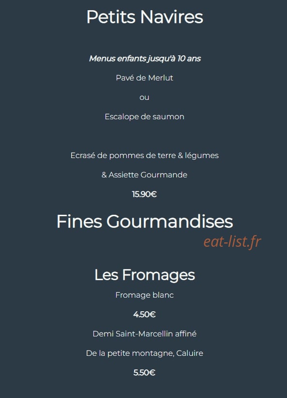 Carte et menu de Le boissonnier à Caluire et Cuire — Petits navires et fines Gourmandises