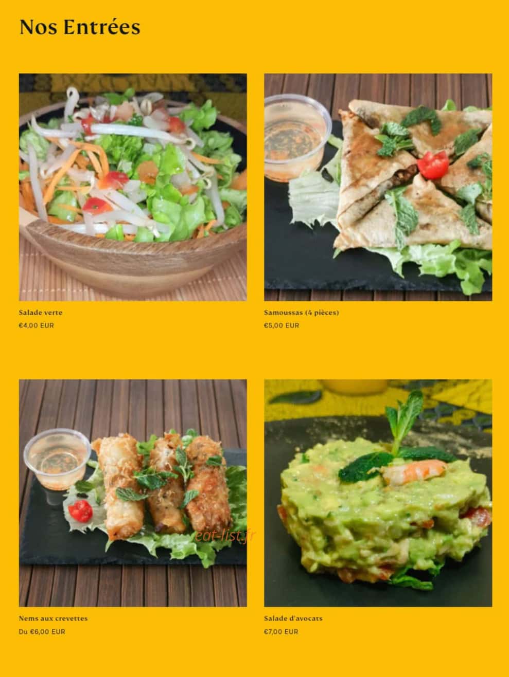 Mikate Restaurant — carte page 1