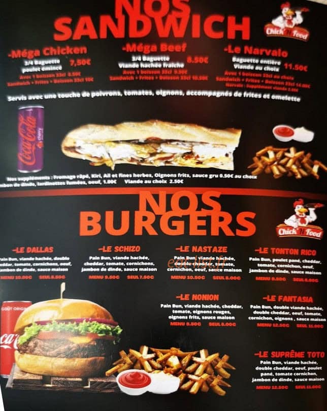 Chick N Food — carte page 1