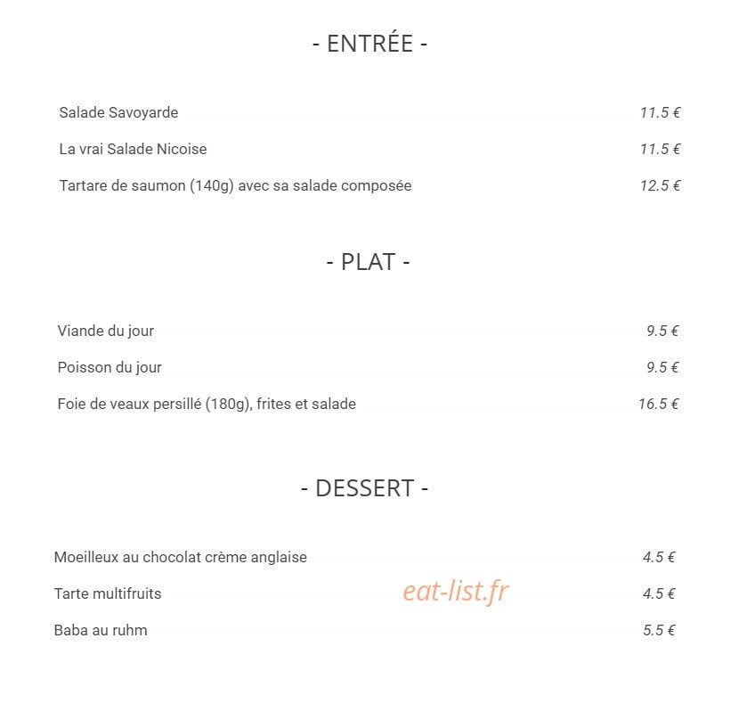 L'Auberge Savoyarde — carte page 1
