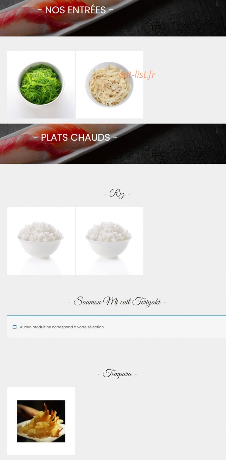 La boutique du sushi — carte page 1