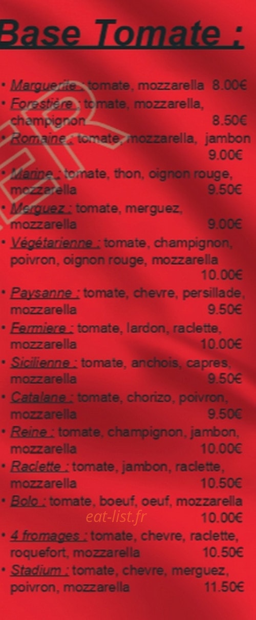 Stadium Pizza — carte page 4