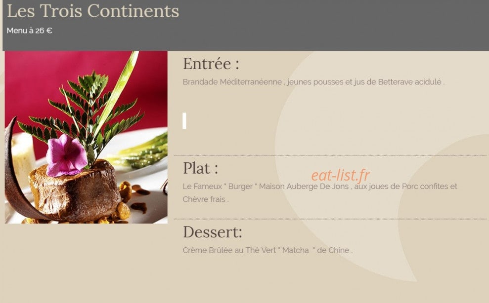 Restaurant Du Pont de Jons — carte page 1