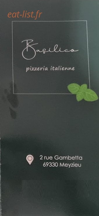 Basilico Pizza — carte page 1
