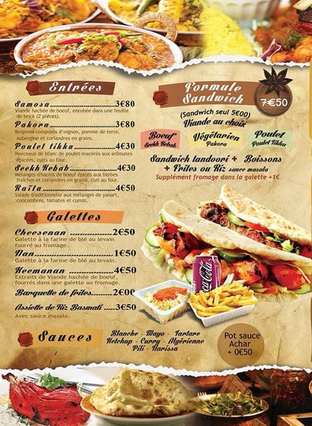 Bestway Tandoori — carte page 1