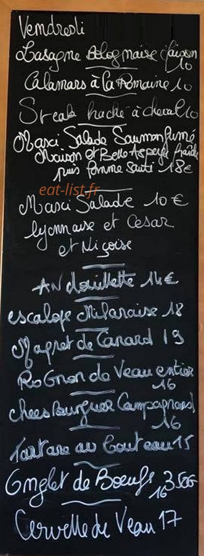 Brasserie de la Jacquière — carte page 1