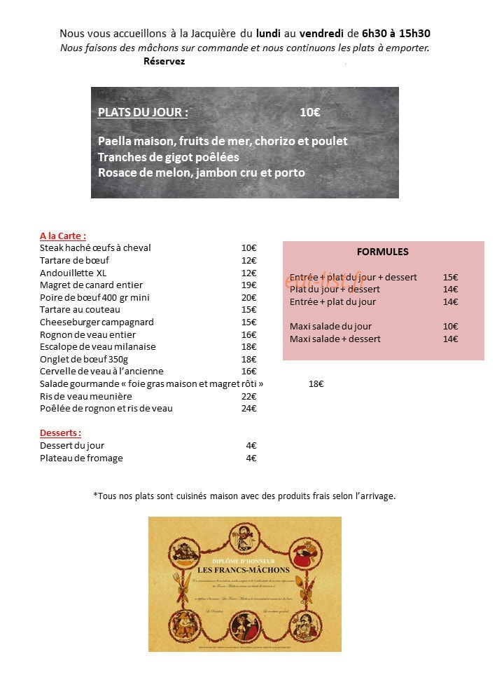 Brasserie de la Jacquière — carte page 2