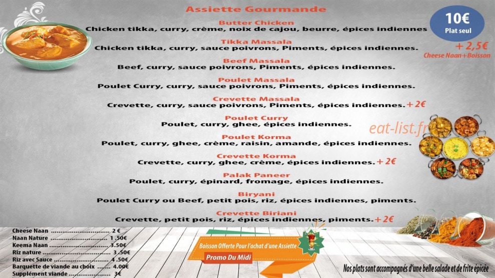 Cheese Tandoori — carte page 2