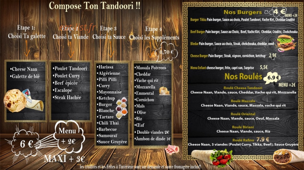 Cheese Tandoori — carte page 1