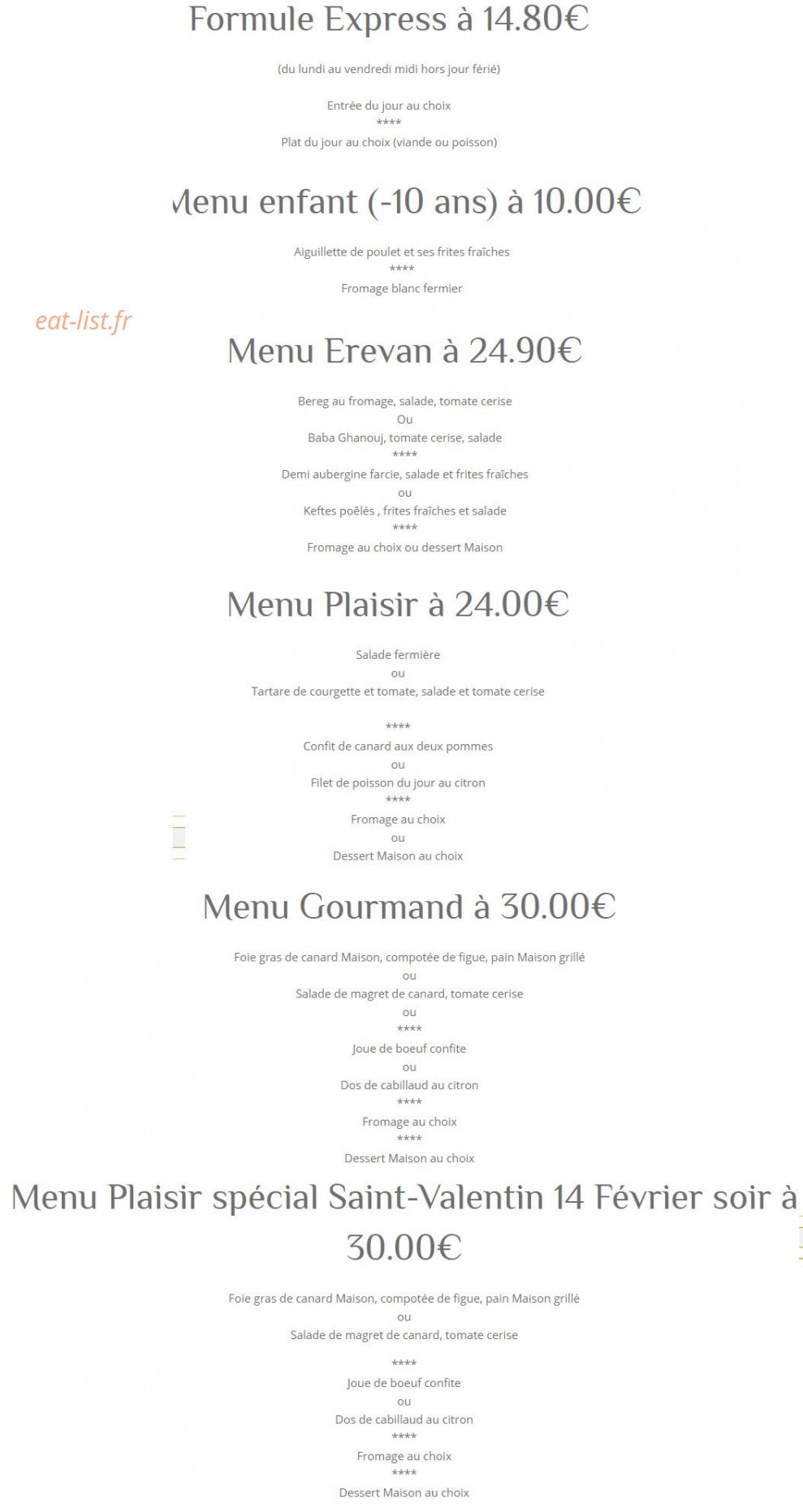 Chez Caro — carte page 1
