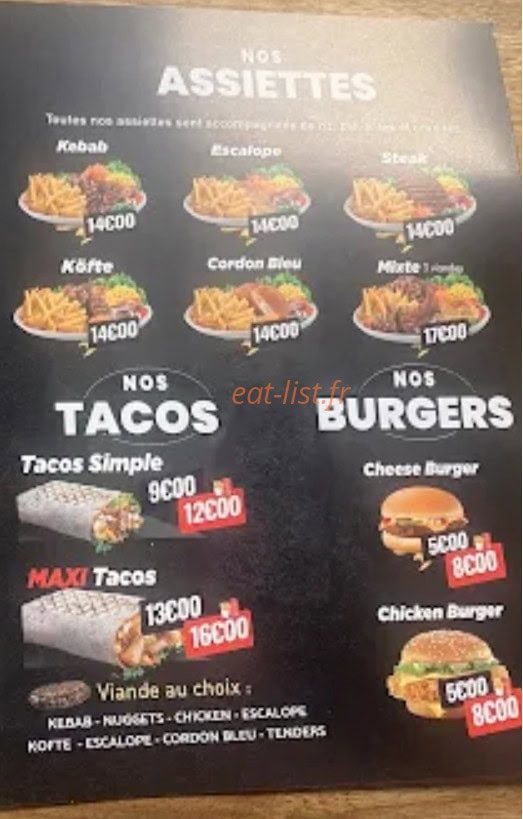 Carte et menu de Hilal kebab à Meyzieu — Assiettes, tacos...