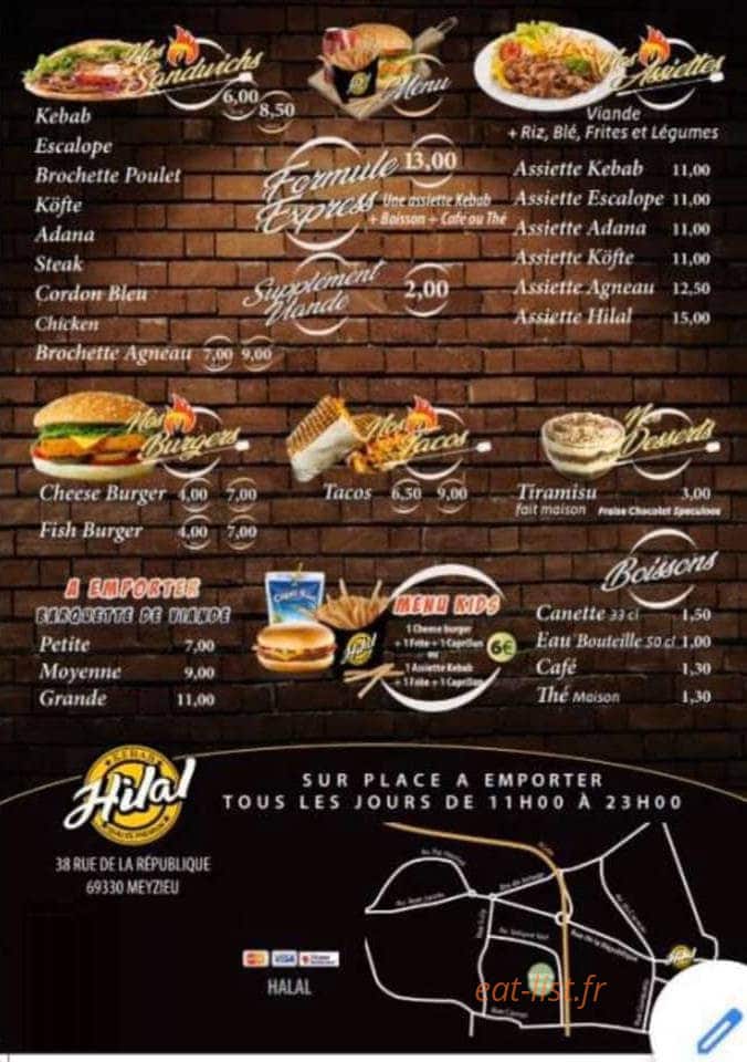 Hilal kebab — carte page 1