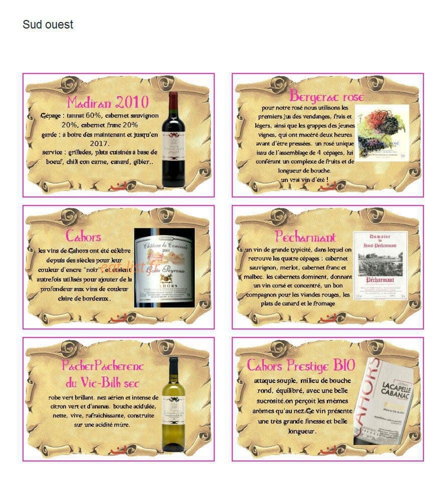 Le Cellier de Rodolphe — carte page 8